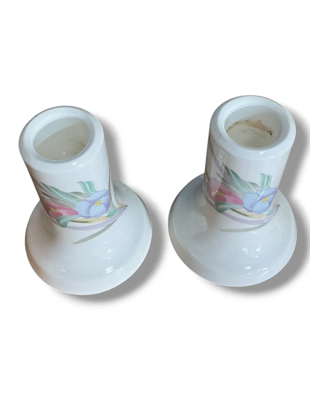 Beacon Hill Vintage Set of Porcelain Floral Candle Holders